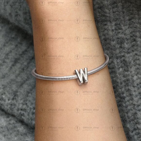 Pandora Letter W Alphabet Charm - Picture 2 of 2